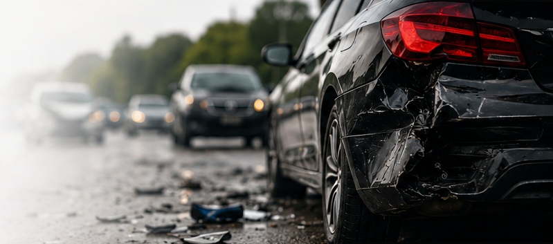 Damaged vehicle after a car accident